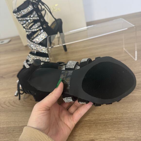 Vigo Fiore Womens Black Sparkle Strappy Formal Heels New in Box Size 6.5 - Picture 8 of 14